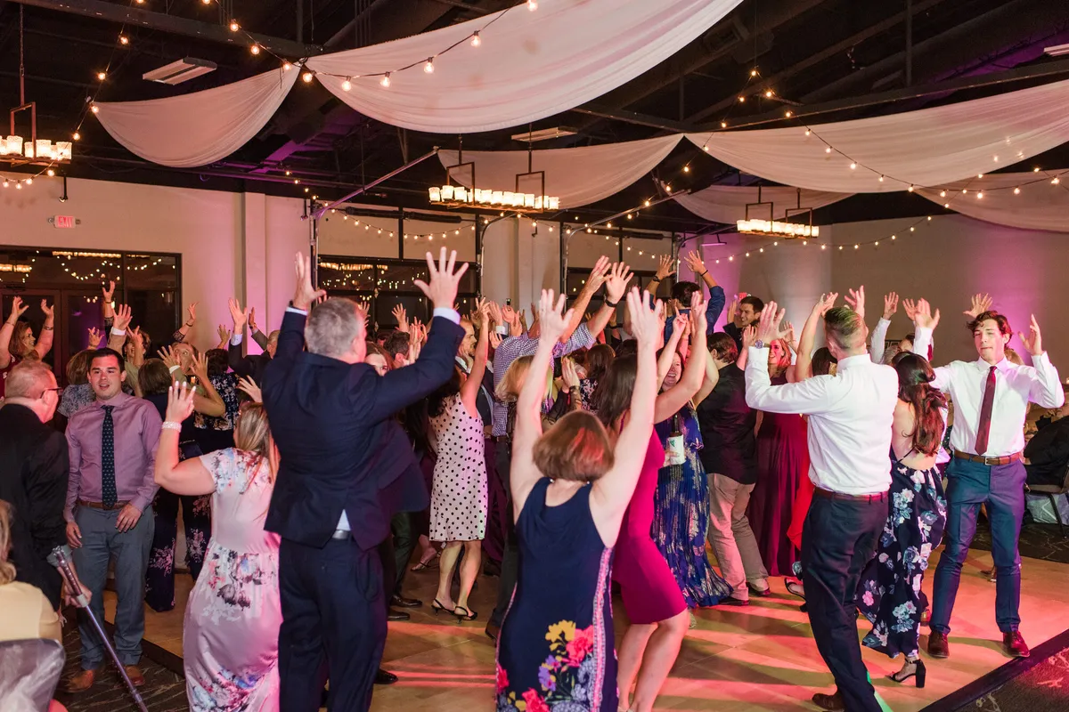 A wedding reception in full swing